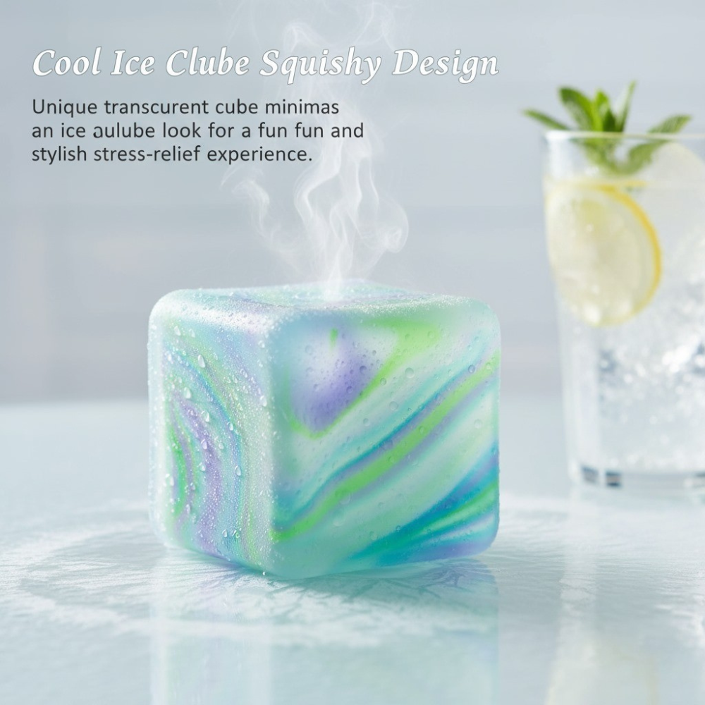 Square Stress Cube – Ice Cube Squishy Toy for Kids & Adults | Fidget Cube, Non-Toxic Sensory Squishy Ball, Stress Relief & Anxiety Toy – 2.17in