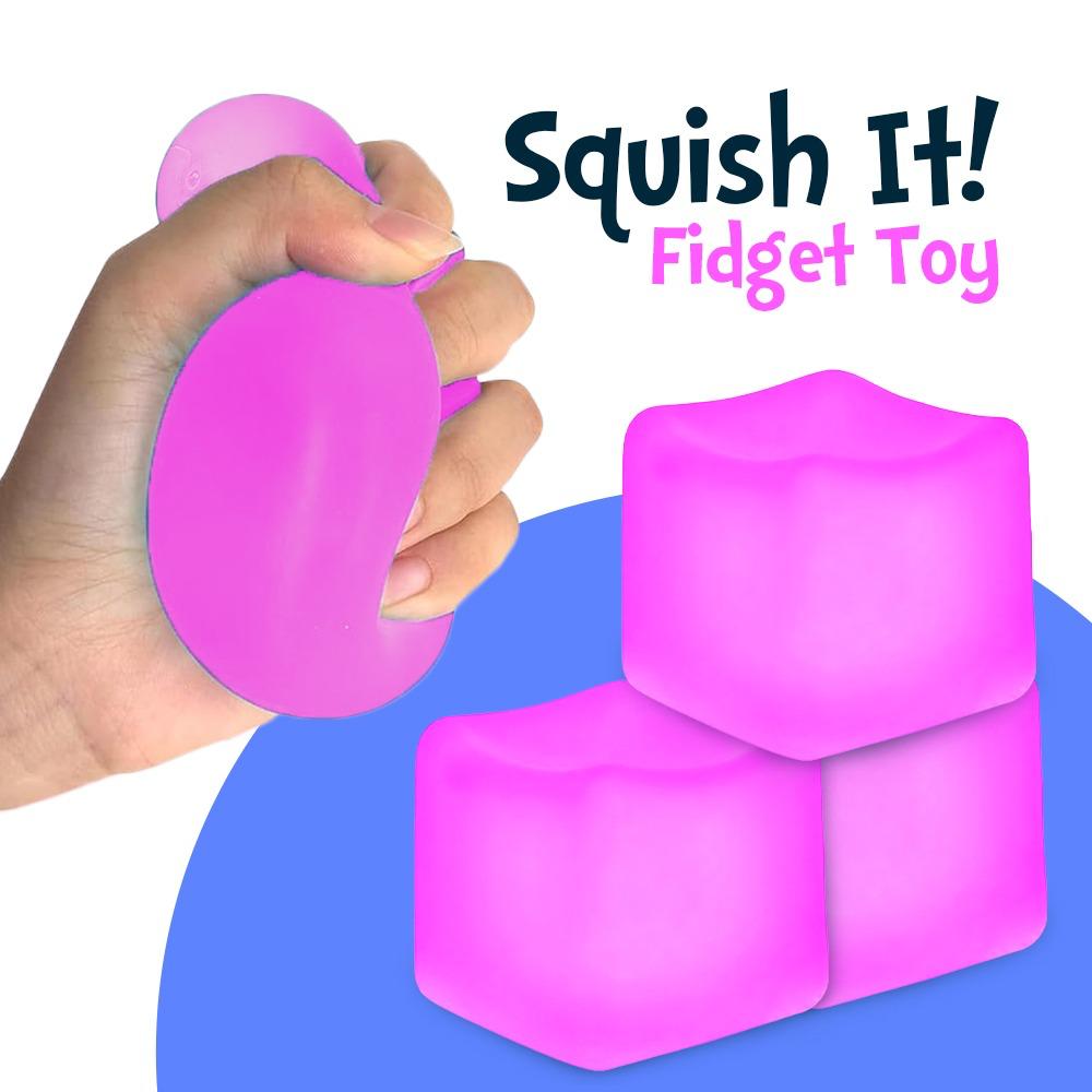 Stress Cube. Fidget Toys for Kids & Adults. Sensory Squeeze Toy- Non-Toxic, BPA-Free & Hypoallergenic - Squishy Cube Anxiety & Stress Reliever for Home, Office & School 2.17in (Purple)