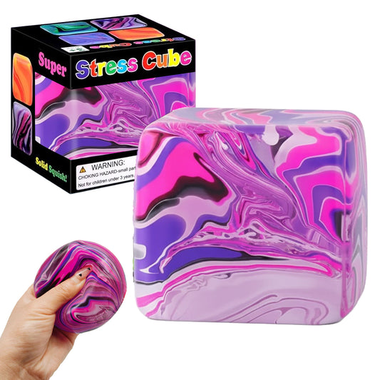 Square Stress Cube – Ice Cube Squishy Toy for Kids & Adults | Fidget Cube, Non-Toxic Sensory Squishy Ball, Stress Relief & Anxiety Toy – 2.17in