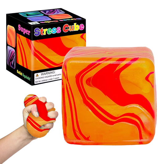 Square Stress Cube – Ice Cube Squishy Toy for Kids & Adults | Fidget Cube, Non-Toxic Sensory Squishy Ball, Stress Relief & Anxiety Toy – 2.17in