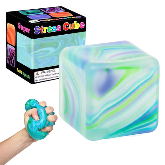 Square Stress Cube – Ice Cube Squishy Toy for Kids & Adults | Fidget Cube, Non-Toxic Sensory Squishy Ball, Stress Relief & Anxiety Toy – 2.17in