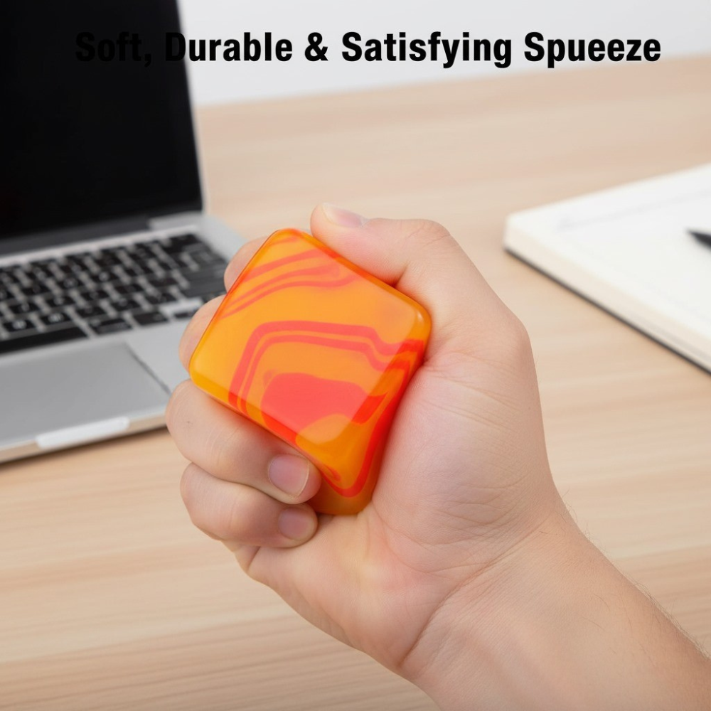 Square Stress Cube – Ice Cube Squishy Toy for Kids & Adults | Fidget Cube, Non-Toxic Sensory Squishy Ball, Stress Relief & Anxiety Toy – 2.17in