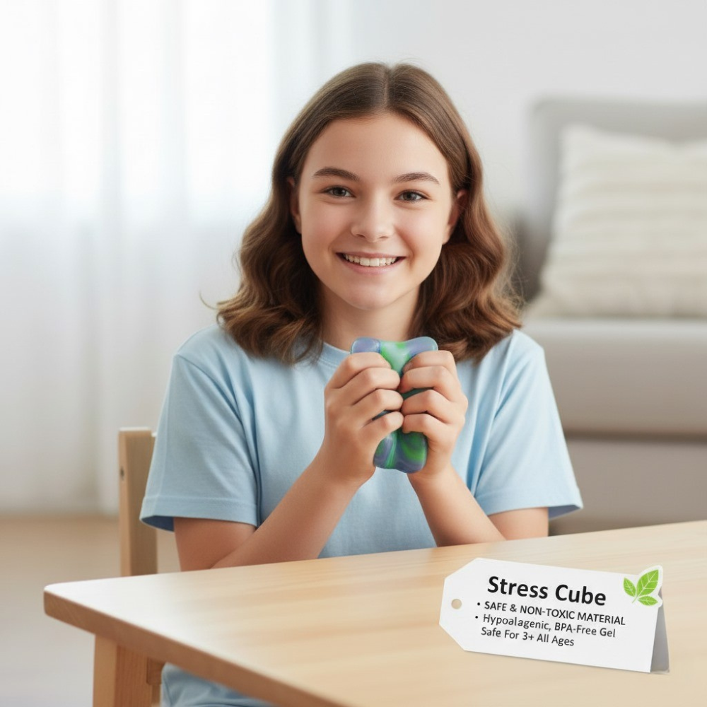 Square Stress Cube – Ice Cube Squishy Toy for Kids & Adults | Fidget Cube, Non-Toxic Sensory Squishy Ball, Stress Relief & Anxiety Toy – 2.17in