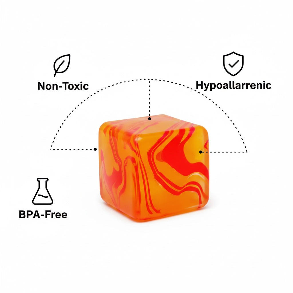 Square Stress Cube – Ice Cube Squishy Toy for Kids & Adults | Fidget Cube, Non-Toxic Sensory Squishy Ball, Stress Relief & Anxiety Toy – 2.17in