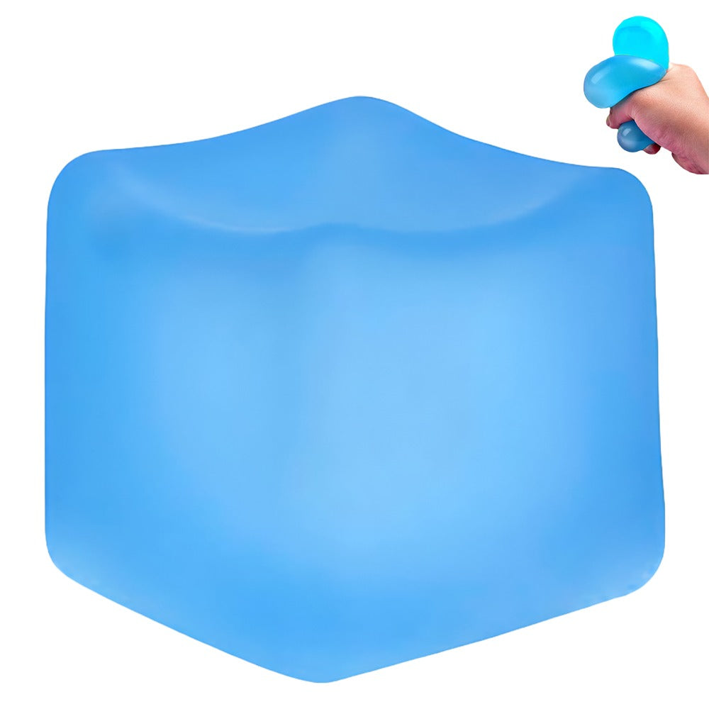 Square Stress Cube – Ice Cube Squishy Toy for Kids & Adults | Fidget Cube, Non-Toxic Sensory Squishy Ball, Stress Relief & Anxiety Toy – 2.17inBlue