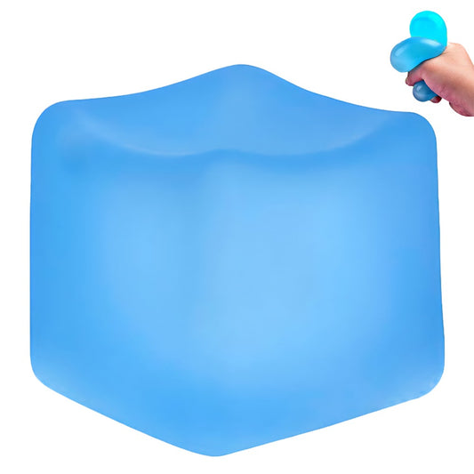 Square Stress Cube – Ice Cube Squishy Toy for Kids & Adults | Fidget Cube, Non-Toxic Sensory Squishy Ball, Stress Relief & Anxiety Toy – 2.17inBlue