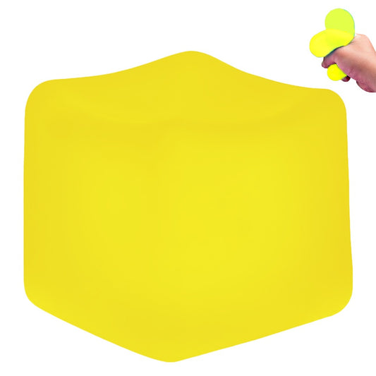 Square Stress Cube - Fidget Relief Toy for Kids & Adults Sensory Squishy Cube - Non Toxic, BPA-Free & Hypoallergenic- Anxiety & Stress Reliever for Home, Office & School 2.17inc (Yellow)