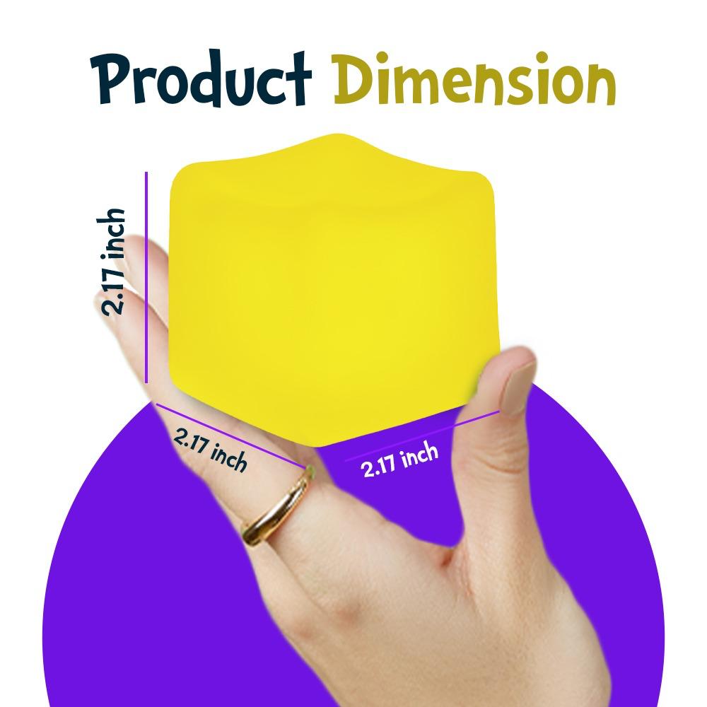 Square Stress Cube - Fidget Relief Toy for Kids & Adults Sensory Squishy Cube - Non Toxic, BPA-Free & Hypoallergenic- Anxiety & Stress Reliever for Home, Office & School 2.17inc (Yellow)