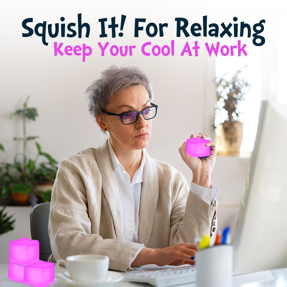 Stress Cube. Fidget Toys for Kids & Adults. Sensory Squeeze Toy- Non-Toxic, BPA-Free & Hypoallergenic - Squishy Cube Anxiety & Stress Reliever for Home, Office & School 2.17in (Purple)