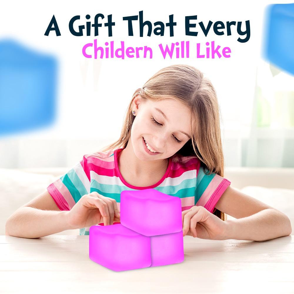 Stress Cube. Fidget Toys for Kids & Adults. Sensory Squeeze Toy- Non-Toxic, BPA-Free & Hypoallergenic - Squishy Cube Anxiety & Stress Reliever for Home, Office & School 2.17in (Purple)