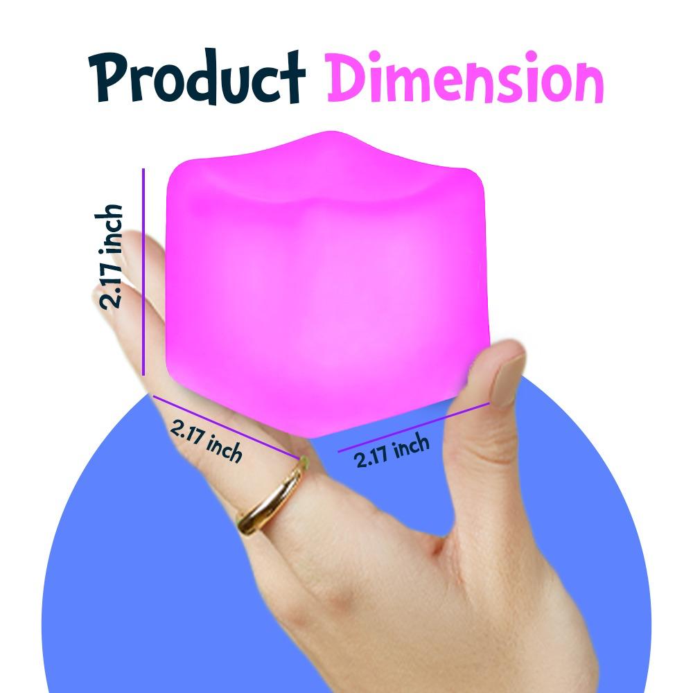 Stress Cube. Fidget Toys for Kids & Adults. Sensory Squeeze Toy- Non-Toxic, BPA-Free & Hypoallergenic - Squishy Cube Anxiety & Stress Reliever for Home, Office & School 2.17in (Purple)